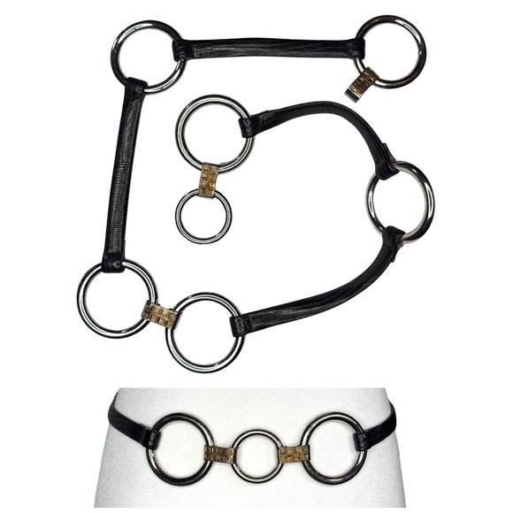 Vintage Simon Belt Leather Silver Ring Avant Garde Equestrian M‎ Adjustable Rare